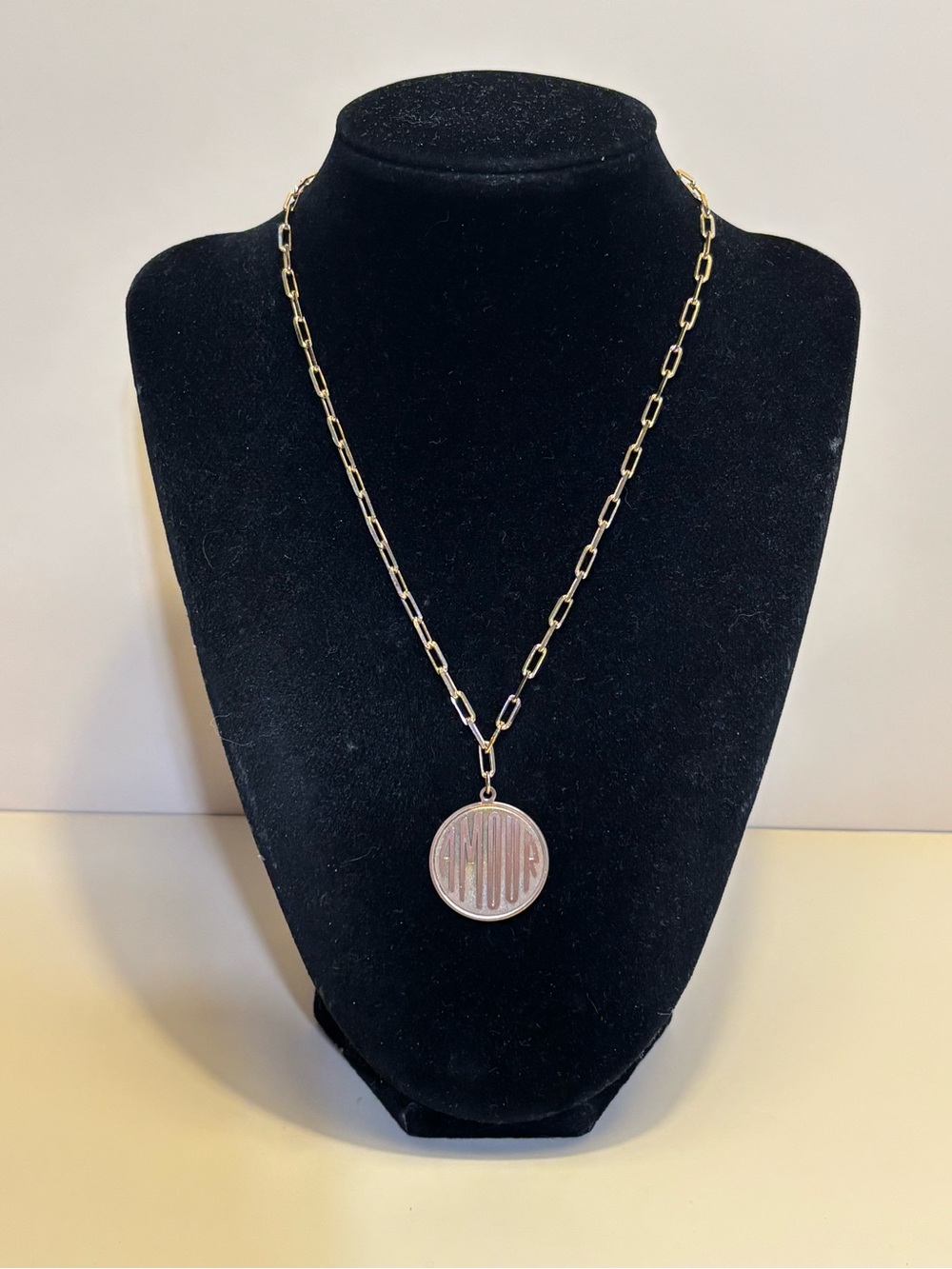 Logan Tay Gold Filled Vintage Brass Amour Charm Pendant Chain Necklace 16”